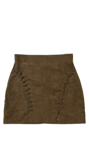 Faux Suede Brown Tie Up Skirt