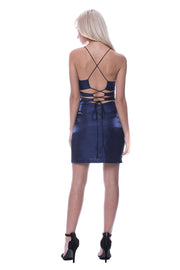 Midnight Blue Tie-Back Midi Dress on Model - Photo 2
