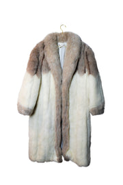 Beige & Cream Faux Fur Long Coat