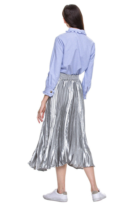 Silver pleated skirt discount 80