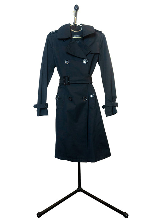 Black Trench Coat Ellen Tracy - Front 