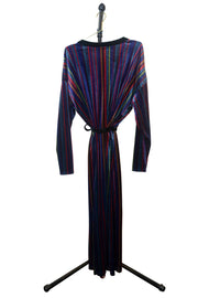 Zara Multicolored Striped Velvet Wrap Dress - Back