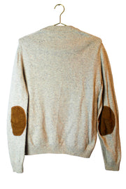 Beige Knit Sweater with Brown Elbow Pads