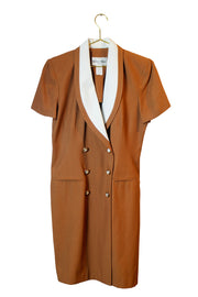 Double-Breasted Brown Blazer Dress