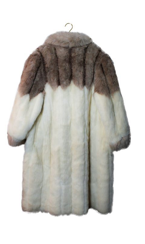 Beige & Cream Faux Fur Long Coat