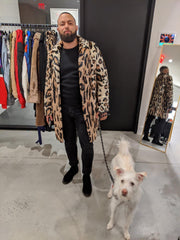 Kendall & Kylie Leopard Print Faux Fur Mid-length Coat