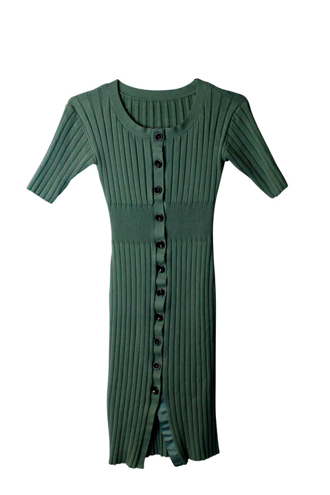 Olive Green Cotton Dress