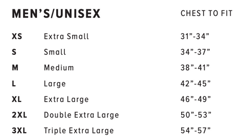 Tee Size Chart