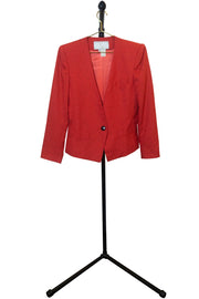 Red With Black Polka Dot Deep V Blazer - Front 