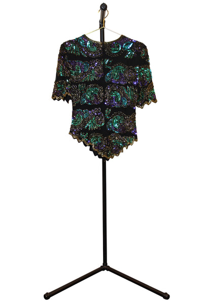 Vintage Laurence Kazar Beaded Multicolored Top - Front
