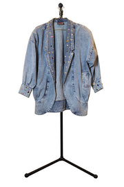 Gold Studded Denim Jacket - Front