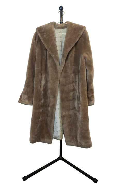 Full Length Faux Fur Light Brown Coat - Front