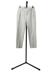 White Zara Mid-Rise Jacquard Paisley Trouser Pant