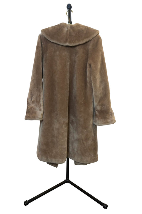 Full Length Faux Fur Light Brown Coat - Back