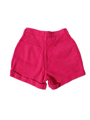 High-Waisted Hot Pink Button Up Shorts