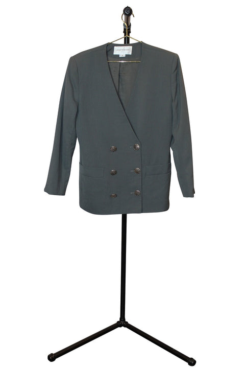 Olive Double-Breasted Blazer - Front