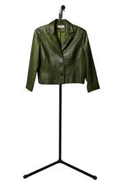 Green Vintage Lambskin Leather Blazer Jacket