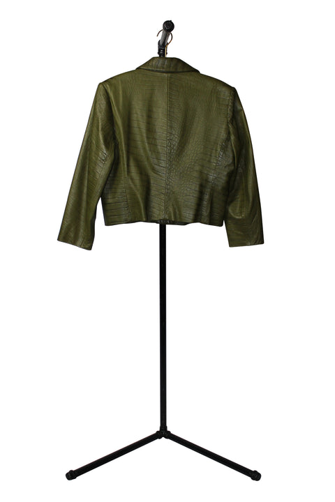 Green Vintage Lambskin Leather Blazer Jacket