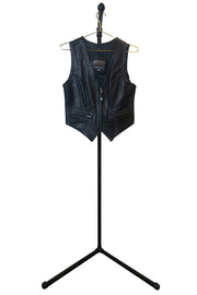 Fitted Black Leather Vest - Front