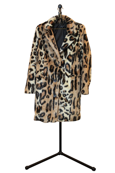Kendall & Kylie Leopard Print Faux Fur Mid-length Coat - Front