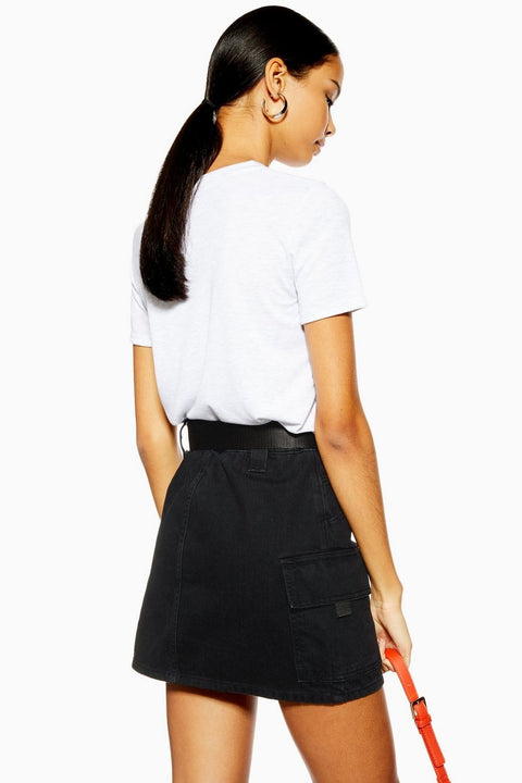 Black Belted Cargo Skirt