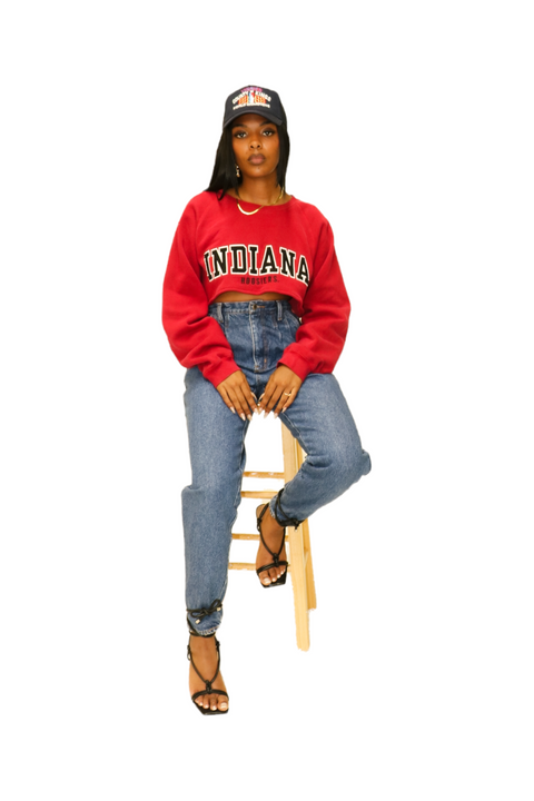 ReStyled Indiana Hoosiers Cropped Crew Neck