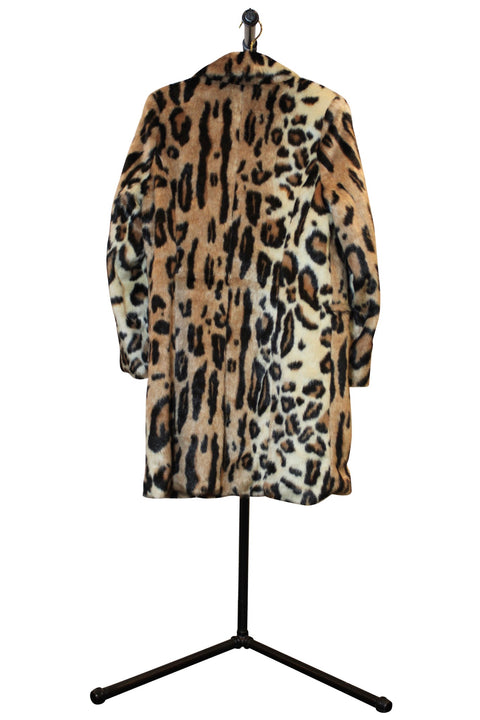 Kendall & Kylie Leopard Print Faux Fur Mid-length Coat - Back