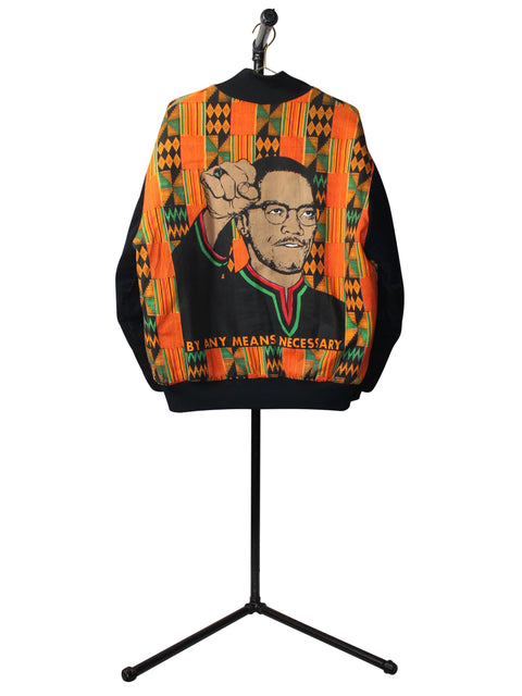 Rare Royal Kente By Any Means Necessary Malcolm X Bomber Jacket